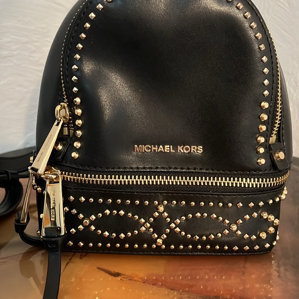 Michael Kors Black Mini Bag with Gold Accents - Picture 2 of 15